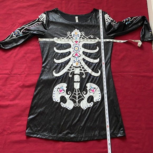 NWOT Suit Yourself Costume Co Sz L Day of the Dead Black Dress - Picture 10 of 12
